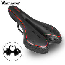 WEST BIKING PU Leather Bike Saddle Shockproof Waterproof Soft Cycling Seat Hollow Comfortable Mountain MTB Road Bicycle Saddle 2024 - buy cheap