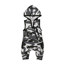 Pudcoco Fast Shipping 0-24M Summer Cool Toddler Baby Boy Romper Camou Priend Hooded Sleeveless Jumpsuit Outft 2024 - buy cheap