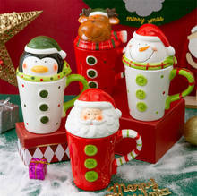 Christmas Ceramic Tea Mugs 400 Ml Funny Travel Coffee Mug Cute Tumbler Santa Claus Snowman Penguin Elk Girls Boys Friends Gifts 2024 - buy cheap