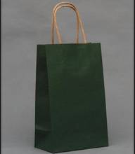 40PCS/lot Multifunction dark green color paper bag with handles 21X15X8CM Festival gift bag shopping bags kraft paper 2024 - buy cheap