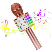 Micrófono inalámbrico con Bluetooth 360, dispositivo de grabación de sonido para Karaoke, altavoz profesional para el hogar, KTV, de mano, con luz LED 2024 - compra barato