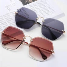 2020 Fashion Luxury Designer Women Shades Large Metal Rimless Polygon Gradient Sunglasses UV400 Retro Glasses Female Sunnies 2024 - buy cheap