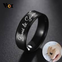Vnox Customize Name Rings for Men Women Glossy Black Stainless Steel Classic Wedding Band Casual Basic Alliance Personalize Gift 2024 - buy cheap