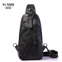 New real leather men's chest bag top layer leather messenger bag leisure outdoor sports single shoulder bag chest small bag 2024 - buy cheap