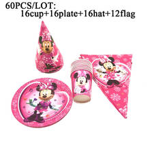 Suministros para fiestas de Minnie Mouse, vajilla desechable para Baby Shower, platos, vasos, sombreros, decoración para el hogar 2024 - compra barato