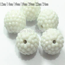 12mm/14mm/16mm/18mm/20mm/22mm/24mm Solid White Resin Rhinestone Beads For Fashion Chunky Kids/Necklace/DIY/Hand Made 2024 - buy cheap