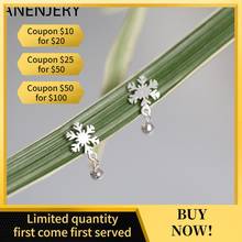 ANENJERY 925 Sterling Silver Simple Snowflake Earrings For Women Girl Christmas Earrings pendientes oorbellen S-E944 2024 - buy cheap