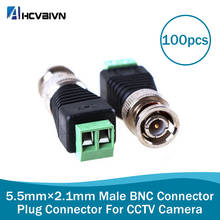 100Pcs Mini Coax CAT5 Male BNC Connector To Camera CCTV BNC Video Balun Connector Adapter 2024 - buy cheap