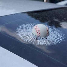 1 шт. наклейки для автомобиля 3D забавная наклейка Чехлы для автомобиля реалистичные водонепроницаемые наклейки Баскетбол Футбол Теннис; Бейсбол разбивает стекло автомобиля 2024 - купить недорого