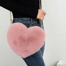 2020 New Women's Plush Love Shoulder Hairy Bag Valentine Day Gift Heart-shaped Bag HOT Sell 2024 - buy cheap