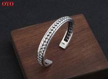 100%S925 sterling silver jewelry trendy fashion man and women bracelets Korean version 925 silver simple woven open bracelet new 2024 - buy cheap