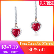LOVERJEWELRY Women Fine Jewelry Stud Earrings Vintage Heart 6x6mm Solid 14k Yellow Gold Diamond Fashion Gift Red Ruby Earrings 2024 - buy cheap