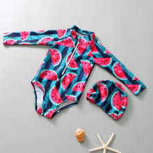 Traje de baño de manga larga para niños y niñas, conjunto de ropa de baño de una pieza para la playa, traje de baño de bebé 2024 - compra barato