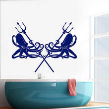 Octopus Vinyl Wall Decal Marine Trident Kraken Ocean Style Wall Stickers for Bathroom Home Wall Decor Removable Art Mural C444 2024 - buy cheap