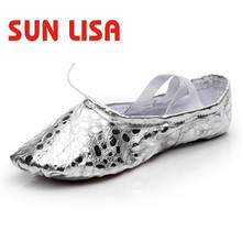 Великолепные женские танцевальные туфли SUN LISA для девушек и женщин, обувь для занятий йогой, балетные танцевальные туфли золотого/серебряного цвета 2024 - купить недорого