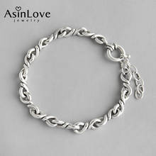 AsinLove-pulsera de plata de ley 925 auténtica para mujer, brazalete único Vintage con personalidad, diseño creativo hecho a mano, joyería fina, regalo 2024 - compra barato