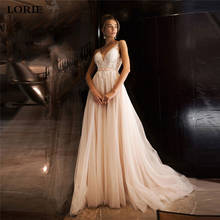 LORIE Light Pink V Neck Wedding Dresses 2020 Lace Bride Dresses A-Line Puff  Tulle Boho Wedding Gown Vestido de novia 2024 - buy cheap