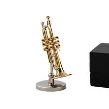 1Pcs Miniature Copper Trumpet Model with Support Mini Musical Instrument 1/12 Dollhouse ob11 1/6 Action figure Accessories bjd 2024 - buy cheap
