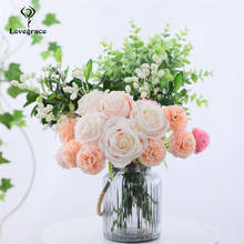 1 букет искусственных цветов розы в пучке шелковые искусственные цветы для дома, сада, свадебного декора 5 голов 2024 - купить недорого