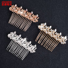 Bridal Combs Headpieces Hair Accessories Crystal Flower Leaf Rhinestone Wedding Women Hair Jewelry Gold colors 2024 - buy cheap