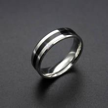 Hot Sale 6mm Black Silver color Stripe Stainless Steel Midi Rings for Men Charm Male Jewelry Dropshipping 2024 - buy cheap