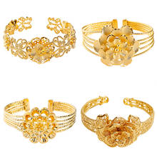 Pulseira dubai com pingentes de ouro, bracelete etíope para noivas e casamentos, pulseira em formato de flor e flores, pulseira em forma de abotoadura, 2020 2024 - compre barato