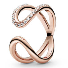 925 prata esterlina rosa envolto aberto infinito eterno amor anel para festa de casamento feminino presente moda jóias 2024 - compre barato