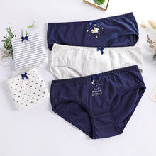 Novas meninas roupa interior 5 pc/lote rendas algodão cintura baixa adorável impressão briefs jovem menina calcinha adolescente marinha vendas quentes 2024 - compre barato