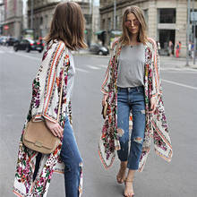 Women Floral Print Blouse Summer  Loose Casual Boho Chiffon Long Coat Shawl Kimono Cardigan Tops S-3XL 2024 - buy cheap