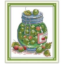 Juicy gooseberry cross stitch kit aida 14ct 11ct count printed canvas stitches embroidery DIY handmade needlework 2024 - buy cheap