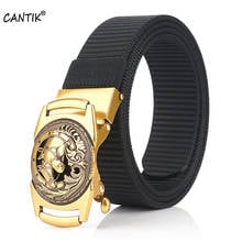 CANTIK Unique Design Double Horse Head Automatic Buckle Quality Nylon Belts for Men Cloth Accessories 3.5cm Width CBCA163 2024 - buy cheap