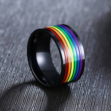 Modyle-anillo de compromiso de acero inoxidable 316L para hombres, joyería con esmalte arcoíris, Orgullo LGBT, lesbiana Gay, regalos de boda, nueva moda, 2020 2024 - compra barato