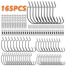 165pcs/box Texas Fishing tackle box with soft bait lock connector split rings rolling swivels tools for bass trout fishing rigs 2024 - buy cheap