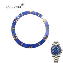 Carlywet moldura de substituição em azul com escritas de ouro, bisel de cerâmica de 38mm, inserção feita para rolex submariner gmt 40mm 116610 lol 2024 - compre barato