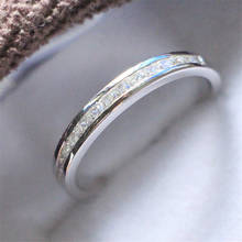 Anillo de diamante de corte princesa de 0,55 CT, anillo de boda, platino 950, joyería 2024 - compra barato
