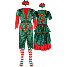 2019 green Elf Girls christmas Costume Festival Santa Clause for women men New Year adult clothing Fancy Dress Xmas Party Dress 2024 - buy cheap