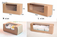 50Pcs/lot Brown Kraft Paper Gift Box blank Packaging Box with window Long Cupcake Macaroon Packing Boxes 2024 - buy cheap