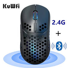 KuWFi 2 в 1 игровая мышь двойной режим 2,4 ГГц и Bluetooth 5.0 беспроводная мышь 2400DPI Компьютерные Мыши для ПК/ноутбука 2024 - купить недорого
