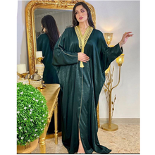 Арабские платья для женщин 2021 Новый Дубай, Турция мусульманский хиджаб платье с V-образным вырезом Платье макси с длинным рукавом Кафтан женский мусульманский Халат 2024 - купить недорого