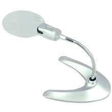 2X 6X LED Bench Magnifier with 2 LED Lamps Desktop Magnifying Glass METAL HOSE MAGNIFIER Loupe SR017A 2024 - купить недорого