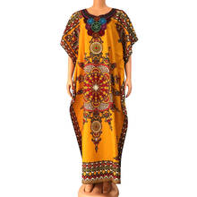 2020 Dashikiage African Dashiki Print Appliques Short Sleeve Maxi Dresses Fashion 100% Cotton Elegant African Dresses For Women 2024 - buy cheap