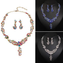 Fashion Bridal Women Jewelry Set Crystal Necklace Earrings Sets Rhinestone Pendant Statement Chain Bib Choker Wedding Party 2024 - buy cheap
