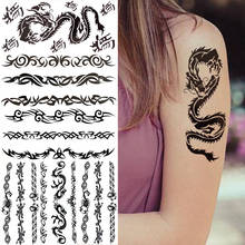 Dragão realista tatuagens temporárias para homens adultos falso tribal totem tatuagem adesivo preto escorpião videira antebraço tatoo henna 2024 - compre barato