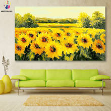 Pintura por números para colorear, cuadro de campo de girasol, flores, bricolaje, enmarcado para el hogar 2024 - compra barato