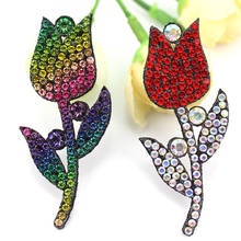 16Pcs 2.5*5.5cm Rhinestone Rose Flowers Stick-on Patches for Clothing DIY Headwear Craft Decor Applique Shoes Bags Accessories 2024 - buy cheap