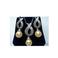 NOBLEST YELLOW SHELL PEARL NECKLACE EARRING SET Wonderful Nobility Fine Wedding Jewelry Lucky Women's 2024 - buy cheap