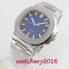Reloj para hombre con movimiento automático, cristal de zafiro, fecha, caja de acero, esfera azul estéril, 40mm 2024 - compra barato