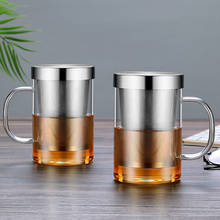 Taza de vidrio resistente al calor para viaje, vaso de gran capacidad con tapa de acero inoxidable e Infusor de té, café y agua, vajilla 2024 - compra barato