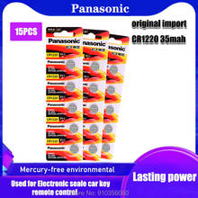Panasonic-batería de litio de 3V CR1220 para coche, mando a distancia, alarma eléctrica LED con pilas de botón, 15 Uds. 2024 - compra barato