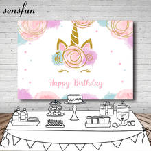 Sensfun Unicorn Party Backdrop For Photography Pink Purple Mint Flowers Girls Newborn Baby Shower 1st Birthday Background Custom 2024 - buy cheap
